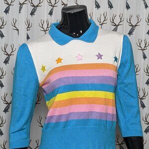 Collectif Rainbow Pastel Star Stripe Star Sweater